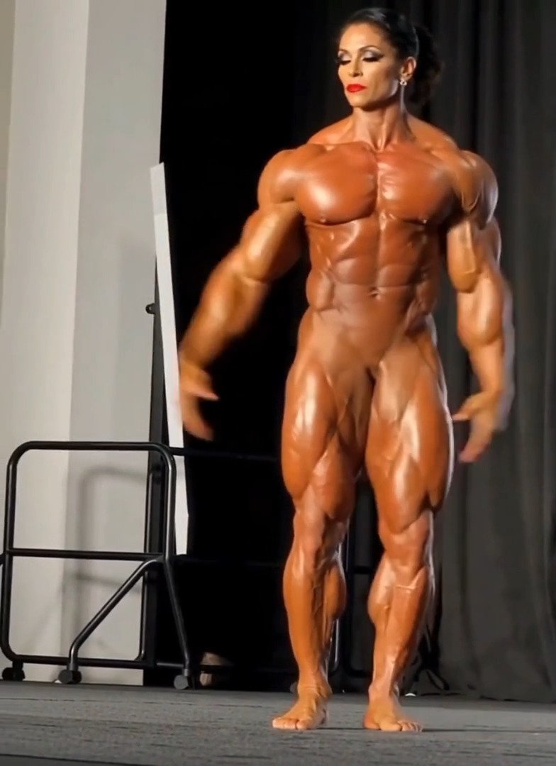 Bodybuilding strip show, she enjoys feeling her swollen roided muscles in the nude #8a9QCP2K
